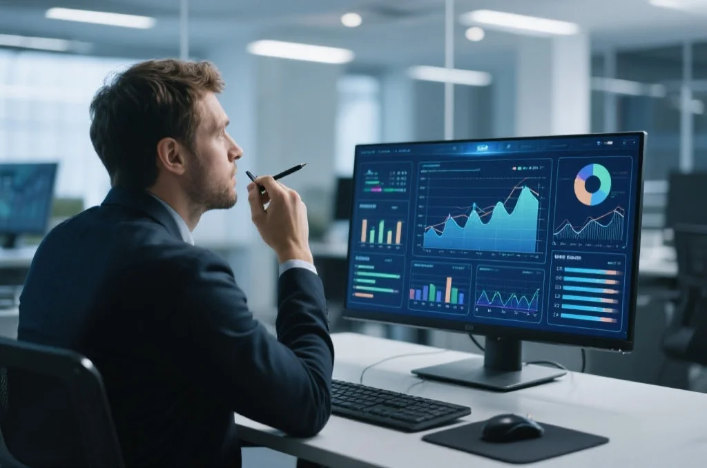 数据分析师正在分析图表